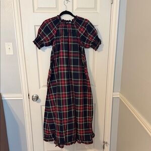 Hill house Plaid Maxi nap Dress with Ruffle Sleeves